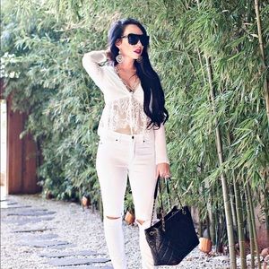 White sheer lace blouse